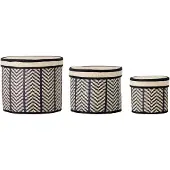 Bloomingville Blooming Ville Islim Korb Mit Deckel | Schwarz | Palm Blatt | 82050352