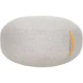 Hubsch Pouf graue Wolle mit Ledergriff