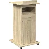 vidaXL Rednerpult mit Rollen & Schublade Sonoma-Eiche 55x55x107 cm