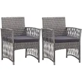 vidaXL Gartensessel mit Sitzkissen 2 Stk. Anthrazit Poly Rattan