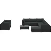 vidaXL 10-tlg. Garten-Lounge-Set mit Auflagen Poly Rattan Schwarz