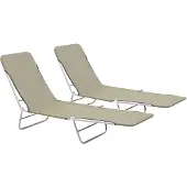 vidaXL Klappliegen 2 Stk. Stahl und Stoff Taupe