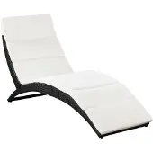 vidaXL Klappbare Sonnenliege mit Auflage Poly Rattan Schwarz