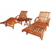 vidaXL Sonnenliegen 2 Stk. mit Tisch Akazie Massivholz