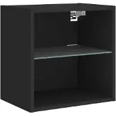 vidaXL Wand-Nachttisch mit LED-Leuchten Schwarz