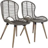 vidaXL Esszimmerstühle 2 Stk. Braun Natürliches Rattan
