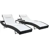 vidaXL Sonnenliegen 2 Stk. mit Tisch Poly Rattan und Textilene Schwarz