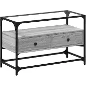 vidaXL TV-Schrank mit Glasplatte Grau Sonoma 80x35x51 cm Holzwerkstoff