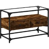 vidaXL TV-Schrank mit Glasplatte Räuchereiche 80x35x51cm Holzwerkstoff