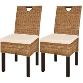 vidaXL Esszimmerstuhl 2 Stk. Kubu-Rattan Mangoholz