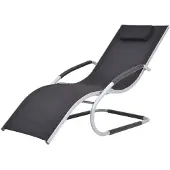 vidaXL Sonnenliege mit Kissen Aluminium und Textilene Schwarz