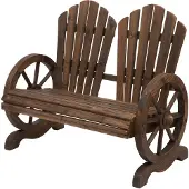 Outsunny Gartenbank mit Armlehne Sitzbank Gartenmöbel Massivholz Dunkelbraun