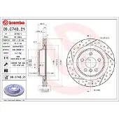 Brembo Bremsscheibe 09.C743.21, hinten, belüftet, geschlitzt, hochkarbonisiert, 1 Stück