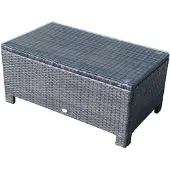 Outsunny Beistelltisch für Garten, Couchtisch Gartentisch Balkontisch ESG PE Rattan braun 01-0721
