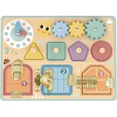 Tooky Toy : Motoriktafel mit Schlössern, Formen und Zahnrädern – 26 x 31 cm