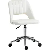 Vinsetto Bürostuhl Drehstuhl Jakobsmuschel-Form Samtartiges Polyester Cremeweiß