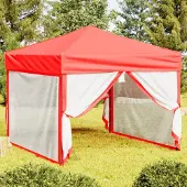 The Living Store Partyzelt Faltbar mit Seitenwänden Rot 3x3 m