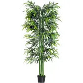 Outsunny Künstliche Pflanze, 180 cm Kunstpflanze, Künstlicher Bambusbaum, Grün