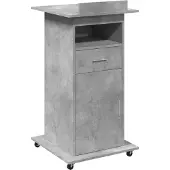 vidaXL Rednerpult mit Rollen & Schublade Betongrau 55x55x107 cm