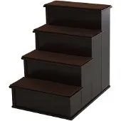 PawHut Haustiertreppe mit Teppich Hundetreppe Katzentreppe Einstiegshilfe MDF braun D06-078