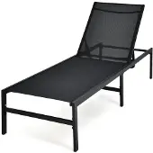 Costway Sonnenliege 150kg belastbar Liegestuhl mit 6-stufig verstellbarer Rückenlehne Gartenliege für Poolbereich Strand & Terrasse Schwarz