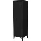 ML-Design Aktenschrank 38x38x137,5 cm Schwarz | hoher Stahlschrank mit 4 Beinen, 3 Innenfächer, Industrial