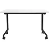 Beliani Schreibtisch Weiß u. Schwarz 120 x 60 cm Klappbar Faltbar mit Rollen Mobil Bürotisch für Homeoffice Büro Modernes Design