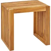 Beliani Gartenhocker 2er Set Hellbraun Akazienholz Latten-Optik Garten Outdoor Balkon Terrasse Ausstattung Möbel Holzstuhl Gartenstuhl ohne Lehne