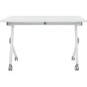 Beliani Schreibtisch Weiß 120 x 60 cm Klappbar Faltbar mit Rollen Mobil Bürotisch für Homeoffice Büro Modernes Design
