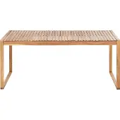 Beliani Gartentisch Hellbraun es Akazienholz 180x90 cm Rechteckig für 6 Personen Lamellen-Optik mit Holzkufen Rustikal Modern Terrasse