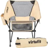 VirtuFit Camping Chair Compact - Strandstuhl - Inklusive Tragetasche - Geeignet für Festivals, Campingplätze und Strände - Inklusive Armlehnen - Einfaches Tragen und Aufstellen - Beige