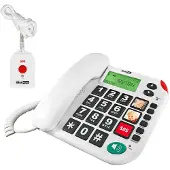 Maxcom KXT481 SOS, Analoges Telefon, Kabelgebundenes Mobilteil, Freisprecheinrichtung, Anrufer-Identifikation, Weiß