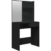 vidaXL Schminktisch mit Spiegel Schwarz 74,5x40x141 cm