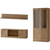 Szynaka Meble Wohnzimmer-Set Wohnwand Cozy 4-teilig Eiche Rustikal teilmassiv