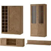 Szynaka Meble Wohnzimmer-Set Wohnwand Cozy 4-teilig Eiche Rustikal teilmassiv