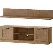 Szynaka Meble Wohnzimmer-Set Wohnwand Cozy 2-teilig Eiche Rustikal teilmassiv