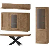 Szynaka Meble Wohnzimmer-Set Wohnwand Cozy 4-teilig Eiche Rustikal teilmassiv