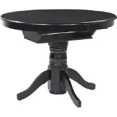 Beliani Esstisch Schwarz MDF-Tischplatte Rund 106x106 cm Ausziehbar 150x106 cm Oval Holzbeine Mittelfuß für 6 Personen Skandi Esszimmer Ausziehtisch