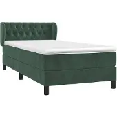 vidaXL Boxspringbett mit Matratze Dunkelgrün 100x200 cm Samt