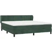 vidaXL Boxspringbett mit Matratze Dunkelgrün 180x200 cm Samt