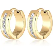 Elli Ohrringe Basic Creolen Creole Zirkonia Kristalle 925 Silber Elli Gold