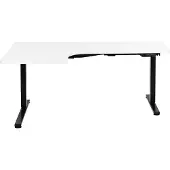 Beliani Schreibtisch Links Weiß u. Schwarz Melamin L-Form 160x59 cm mit Metallgestell Elektrisch Höhenverstellbar Büro Steh-Sitz-Tisch Stehtisch