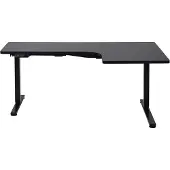 Beliani Schreibtisch Rechts Schwarz Melamin L-Form 160x59 cm mit Metallgestell Elektrisch Höhenverstellbar Büro Steh-Sitz-Tisch Stehtisch