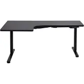 Beliani Schreibtisch Links Schwarz Melamin L-Form 160x59 cm mit Metallgestell Elektrisch Höhenverstellbar Büro Steh-Sitz-Tisch Stehtisch