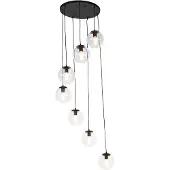 QAZQA Smarte Pendelleuchte schwarz 7-flammig inkl. WiFi ST64 - Pallon