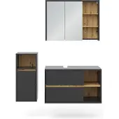 Vicco Badmöbel-Set Viola Anthrazit 3 Teile, mit Midischrank, Model 40195