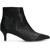 Manfield Schwarze Lederstiefeletten mit Absatz | Größe 37