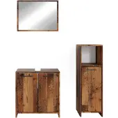 Vicco Badmöbel-Set Kiko Eiche rustikal 3 Teile, mit Midischrank, Model 40108
