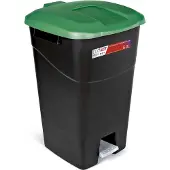 Famanu Abfallcontainer 60 Liter mit Pedal - Schwarzer Boden und Grüner Deckel