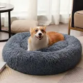 OEM Runder Hundebett, wollig, 70cm, Donut-Sofa für Hunde & Katzen
